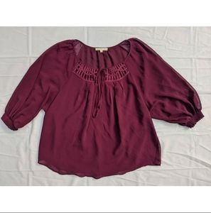 3/$15 Daniel Rainn burgundy 3/4 dolman sleeve blouse small